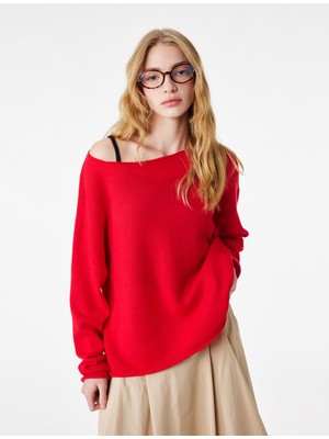 Koton Kayık Yuvarlak Yaka Uzun Kollu Triko Kazak