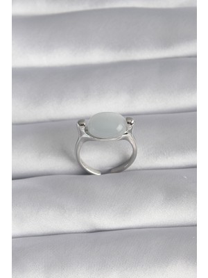 Hobilinka Pirinç Gümüş Renk Sedefli Kadın Yüzük - TJ-BYK3012