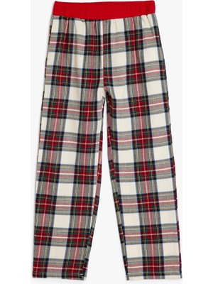 Koton Beli Lastikli Pamuklu Ekoseli Pijama Altı