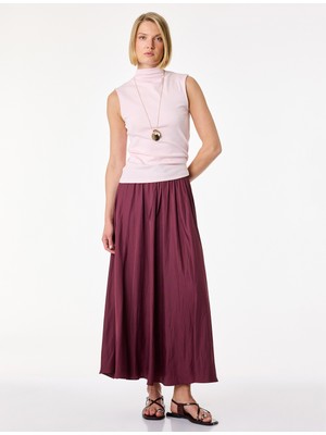 Koton Beli Bağcıklı Kloş Uzun Saten Etek