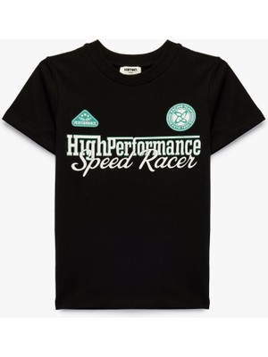 Koton Pamuklu Kısa Kollu Bisiklet Yaka Baskılı Tişört