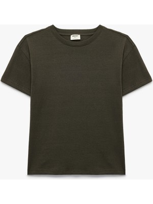 Koton Pamuklu Kısa Kollu Bisiklet Yaka Oversize Tişört