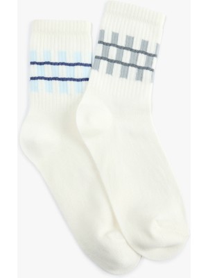 Koton Geometrik Desenli 2'li Soket Tenis Çorap Seti
