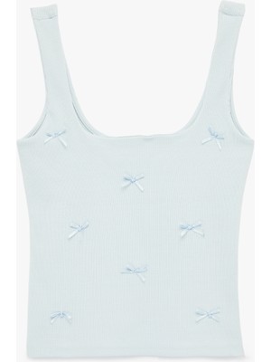 Koton Pamuklu Kare Yaka Fiyonklu Kalın Askılı Bluz