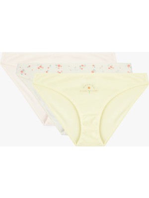 Koton Rahat Kalıp Çiçekli Pamuklu 3’lü Brief Külot Seti