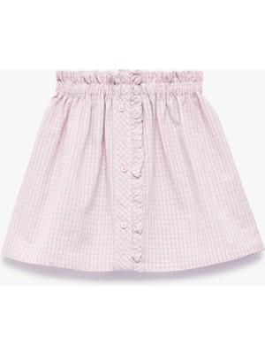 Koton A Kesim Beli Lastikli Düğmeli Desenli Pamuklu Etek