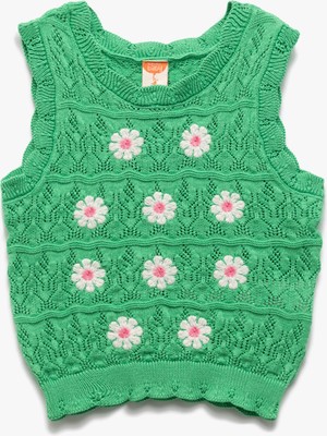 Koton Çiçek Nakış Detaylı Bisiklet Yaka Crop Triko Atlet