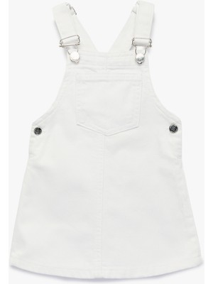 Koton Cep Detaylı Kare Yaka Pamuklu Askılı Salopet Jean Elbise