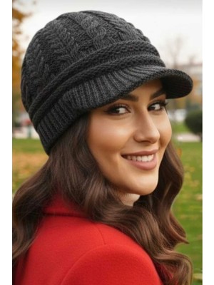 Tezzgelsin Kadın Çift Kat Siperli Triko Örme Bere Triko Bere