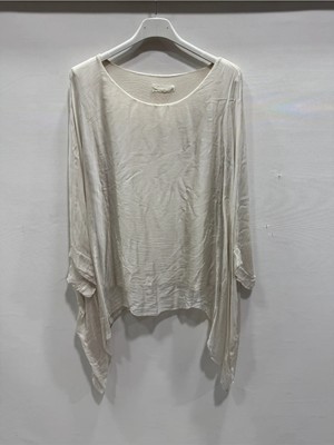 Della Moor Bej Italyan Yarasa Kol Asimetrik Kesim Astarlı Ipek Bluz