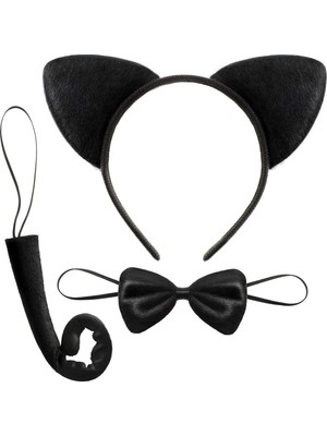 Hobilinka Kedi Kostüm Taç Kuyruk Papyon Seti 1 Adet