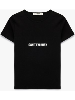 Koton Pamuklu Slim Fit Kısa Kollu Baskılı Tişört