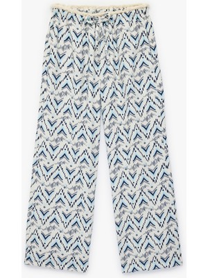 Koton Viskon Karışımlı Desenli Geniş Paça Pantolon