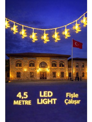Pairla 4,5 Metre 3 Yıldız 1 Ay Led, 23 Nisan Süsleri 23 Nisan Okul Anaokulu Süslemeleri