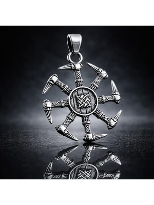 Sonsuzluk Yaşam Döngüsü Güç ve Bağlılık Simgesi Paslanmaz Çelik Rune Sembol Viking  Kolye
