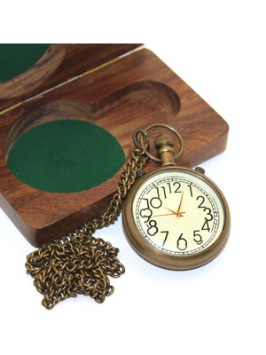 Hobilinka Ahşap Kutulu Pirinç Köstekli Saat Model 3