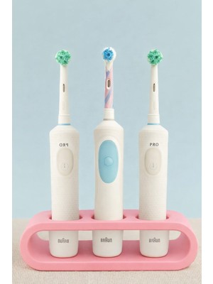 Hanart Elektronik Diş Fırçası Standı 3 Lü Pembe