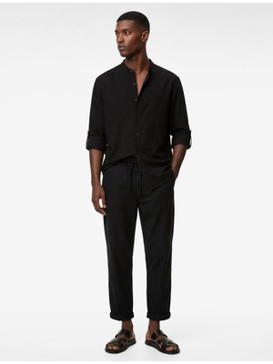 Koton Pamuklu Regular Fit Düğme Detaylı Uzun Kollu Hakim Yaka Gömlek