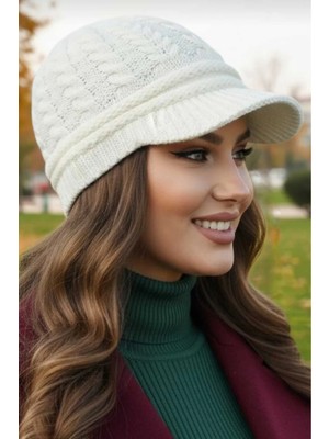 Tezzgelsin Kadın Çift Kat Siperli Triko Örme Bere Triko Bere