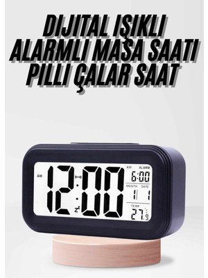 Hobilinka Dijital Işıklı Alarmlı Çalışma Masası Ekran Pilli Çalar Saat