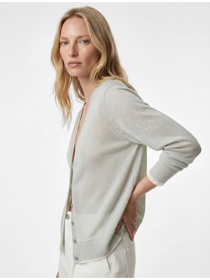 Koton Düğmeli Uzun Kollu V Yaka Triko Hırka