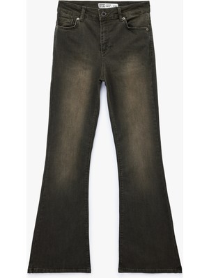 Koton Dar Kesim Düğmeli Cepli Ispanyol Paça Denim Pantolon - Flare Jeans