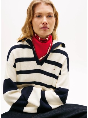 Tommy Hilfiger Kırmızı Kadın Şal Tommy Scrıpt Sılk Scarf