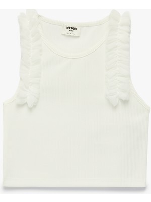 Koton Fırfır Detaylı Kolsuz Bisiklet Yaka Crop Atlet