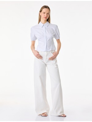 Koton Pamuklu Slim Fit Kısa Kollu Çizgili Gömlek
