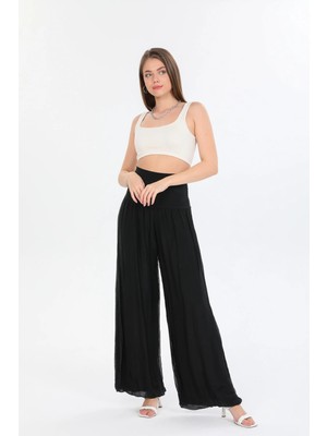 Della Moor Siyah Kadın Italyan Beli Korseli Astarlı Ipek Pantolon