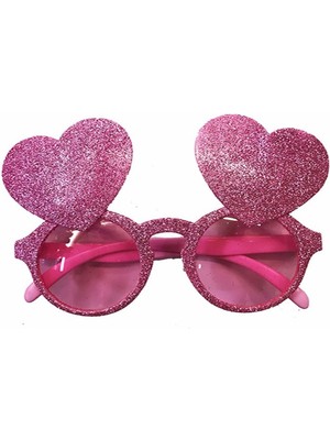 Hobilinka Pembe Renk Sim Işlenmiş Kalp Figürlü Yılbaşı Parti Gözlüğü