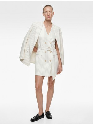 Koton Kruvaze Yaka Kolsuz Metal Aksesuarlı Kemerli Mini Ceket Elbise