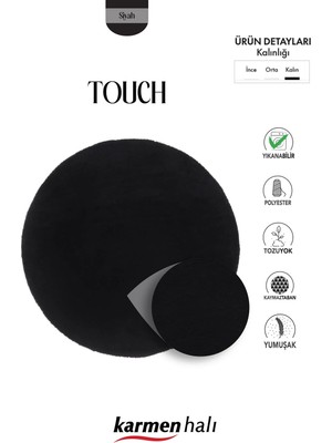 Karmen Halı Post Touch TH001S Siyah Halı Post Peluş Kürk Halı Yuvarlak Daire