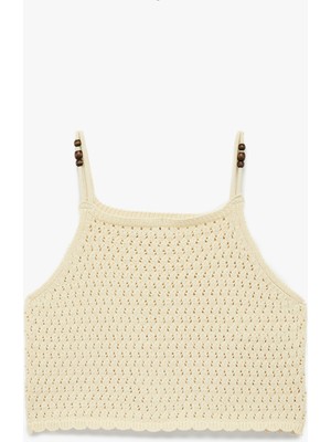 Koton Pamuklu Kare Yaka Ajurlu Askılı Triko Atlet