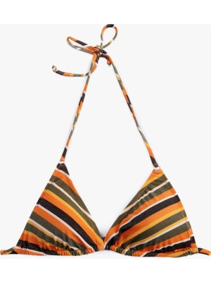 Koton Parıltılı Çizgili Üçgen Bikini Üstü