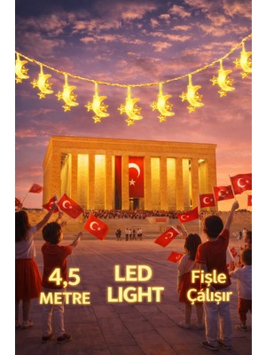 Pairla 4,5 Metre Cami Desenli Led, 23 Nisan Süsleri 23 Nisan Okul Anaokulu Süslemeleri