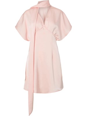 Yas V Yaka Düz Pembe Mini Kadın Elbise Yasannalına Ss Dress S. - Bm