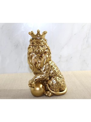 Hobilinka Polyester Dekoratif Taçlı Aslan Figürü ALK2574
