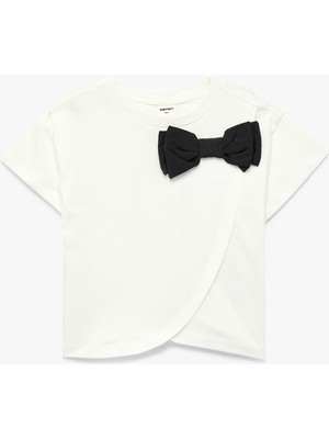 Koton Fiyonk Detaylı Kısa Kollu Bisiklet Yaka Pamuklu Tişört