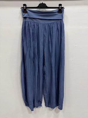 Della Moor Mavi Kadın Italyan Beli Korseli Astarlı Ipek Pantolon