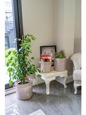 Hobilinka Kulplu Yuvarlak Düzenleyici Çok Amaçlı Kolay Taşınabilen Organizer Keçe Sepet (Maxi) 03655