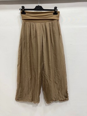 Della Moor Camel Kadın Italyan Beli Korseli Astarlı Ipek Pantolon