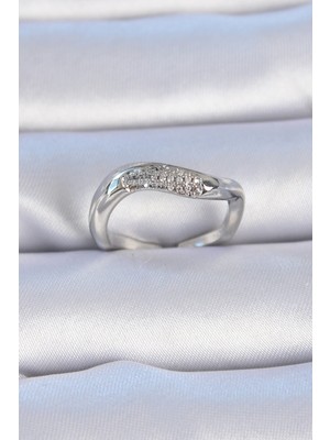 Hobilinka Pirinç Gümüş Renk Zirkon Taşlı Kadın Yüzük - TJ-BYK3309