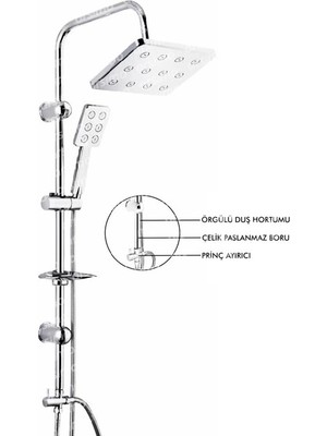 Hobilinka Robot Duş Seti Krom Dikdörtgen Çok Fonksiyonlu Yağmur Robot Duş Sistemi