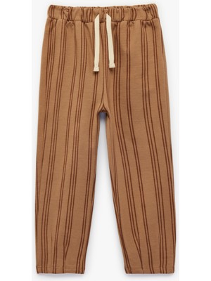 Koton Pamuklu Şardonlu Oversize Çizgili Jogger Eşofman Altı