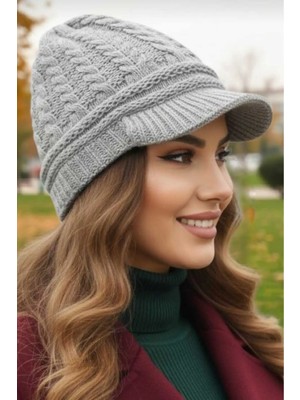 Tezzgelsin Kadın Çift Kat Siperli Triko Örme Bere Triko Bere