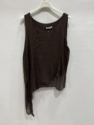 Della Moor Kahverengi Italyan Asimetrik Kesim Etek Ucu Pul Payetli Sıfır Kol Astarlı Ipek Bluz