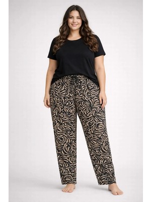 Pemilo Kadın Büyük Beden Desenli Tek Alt