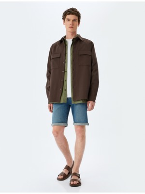 Koton Bermuda Pamuklu Cep Detaylı Slim Fit Kot Şort