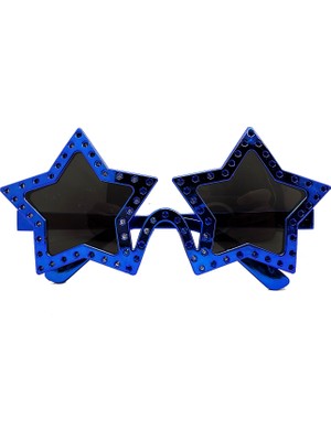 Hobilinka Mavi Renk Yıldız Şekil Parti Gözlüğü Retro 16X7 cm